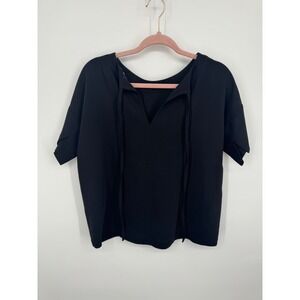 NWOT Madewell DT Drapey Mini Shirt Women Small Black V Neck Summer Classic